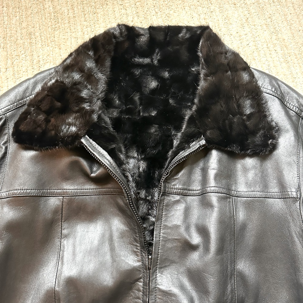 Vintage Mink-lined Leather Bomber Jacket